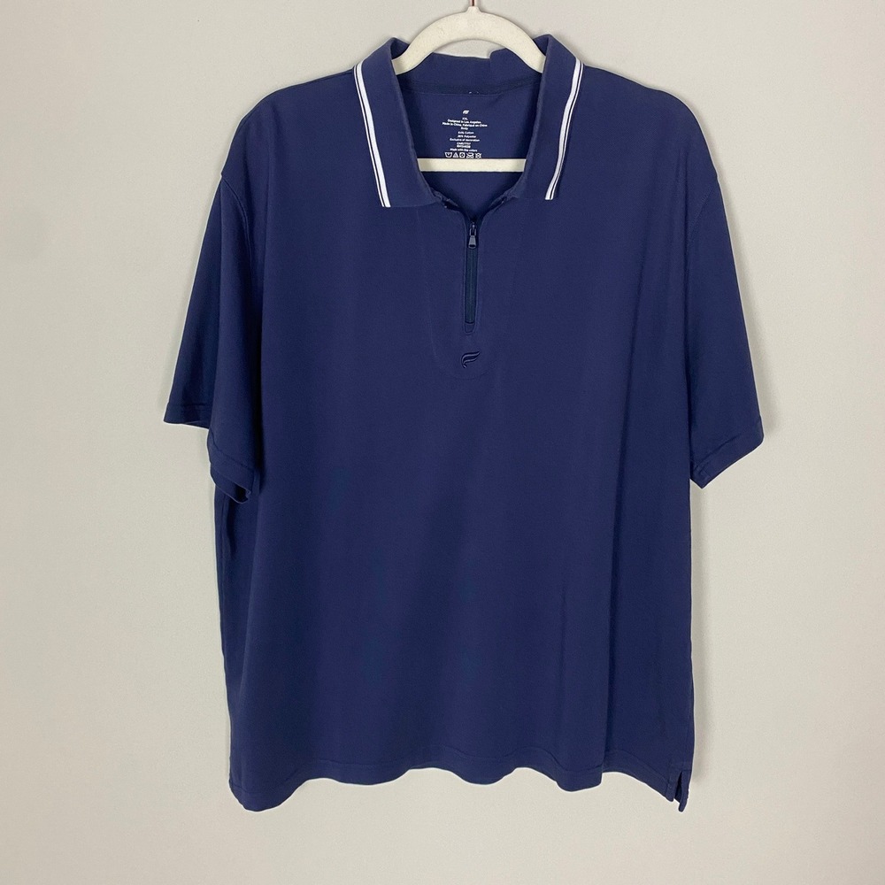 Fabletics Dash Quarter Zip Polo Shirt Mens XXL Navy Blue Short Sleeves Golf